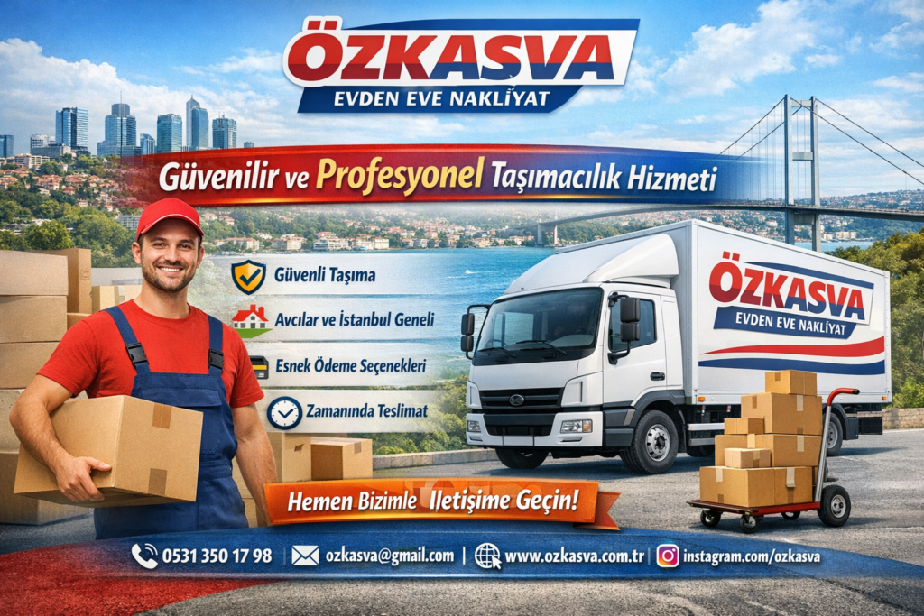 Öz Kasva Evden Eve Nakliyat ile İstanbul genelinde güvenilir, hızlı ve profesyonel taşımacılık hizmeti alın. Uygun fiyat, sigortalı taşıma ve uzman ekip ile sorunsuz taşının. Hemen iletişime geçin!